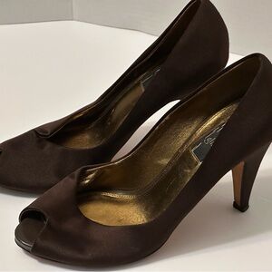 Glint Dark Brown Peep-Toe Heels